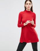 Ax Paris Turtleneck Knitted Tunic - Red