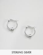 Asos Sterling Silver Mini Skull 10mm Hoop Earrings - Silver