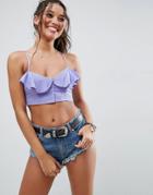 Asos Bralette Cami Top With Button Front - Purple