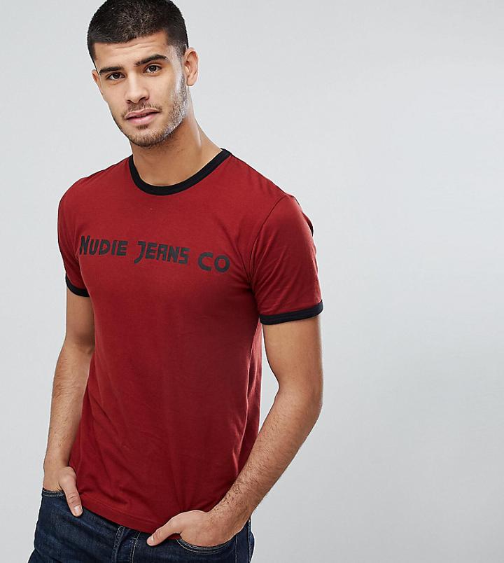 Nudie Jeans Co Kurt Logo T-shirt - Red