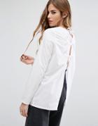Noisy May Lace Back Detail Shirt - White