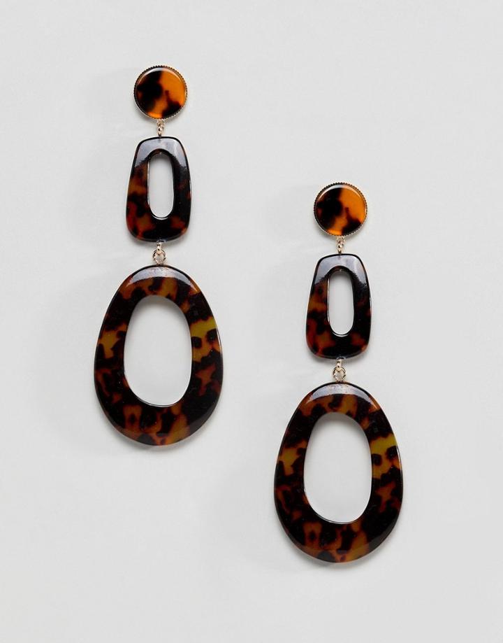 Asos Design Tortoiseshell Shape Earrings - Multi