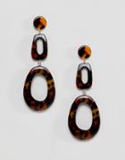 Asos Design Tortoiseshell Shape Earrings - Multi