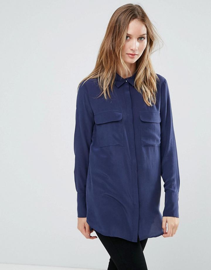 Gestuz Vega Silk Shirt - Navy