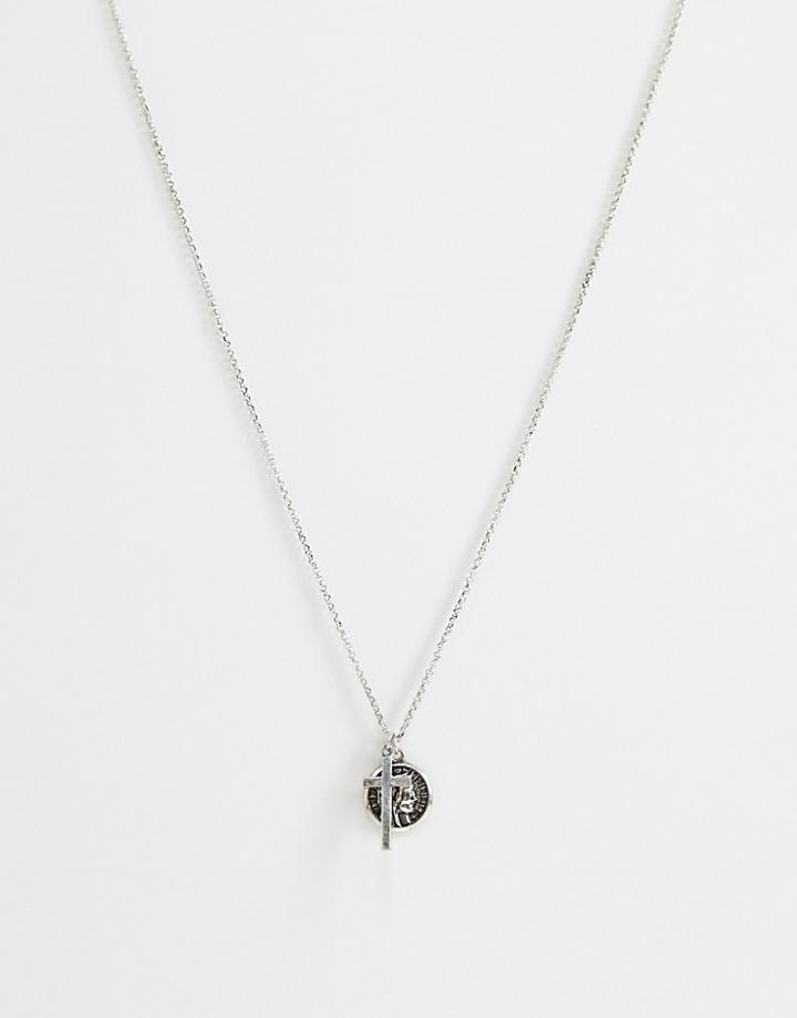 Icon Brand Silver Cross Necklace - Silver