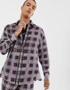 Sacred Hawk Oversized Shirt In Check Flannel - Gray