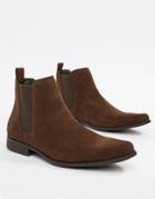 Asos Design Chelsea Boots In Brown Faux Suede - Brown