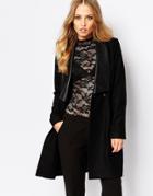 Y.a.s Templey Coat With Leather Detailing - Black