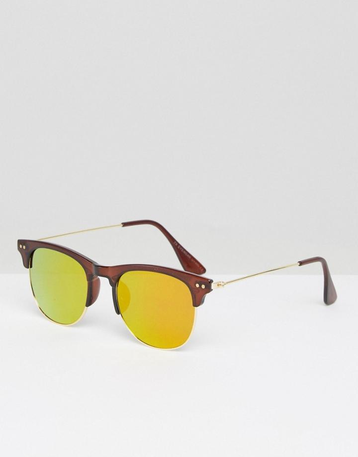 7x Retro Sunglasses In Brown - Brown