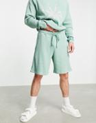 Asos Design Set Oversized Heavyweight Waffle Shorts-green
