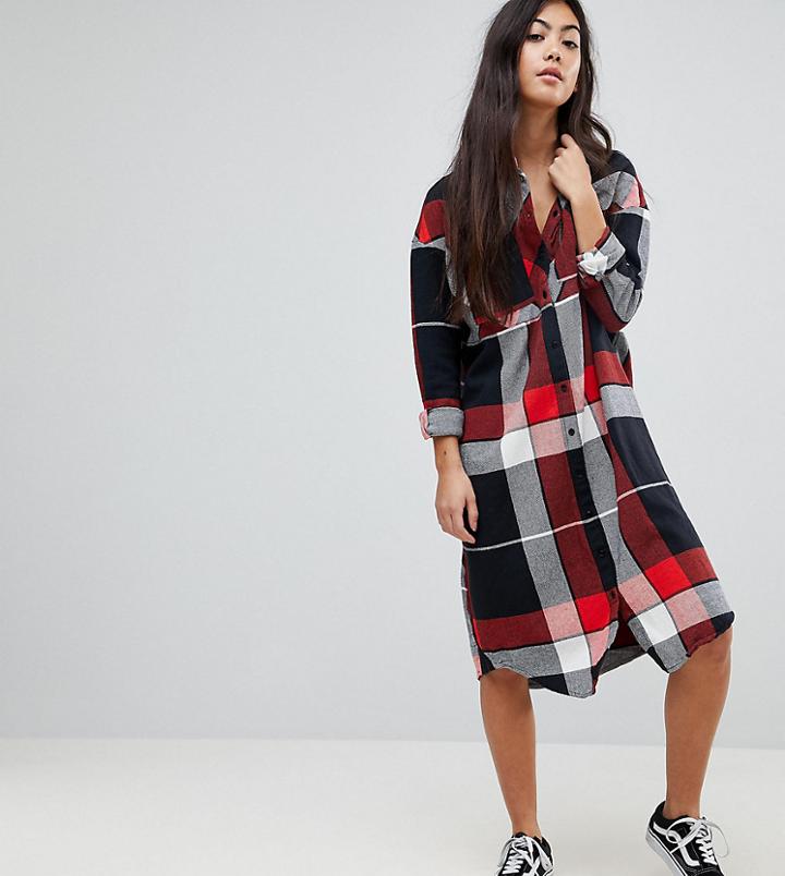 Noisy May Petite Check Shirt Dress - Multi
