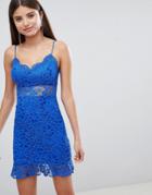 Asos Lace Cami Bodycon Pephem Mini Dress-blue