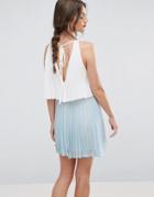 Asos Tiered Color Block Mini Pleated Dress - Blue