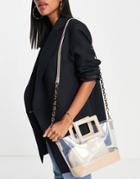 Call It Spring By Aldo Cthrume Vegan Double Pouch Chain Crossbody Bag In Beige And Clear-neutral