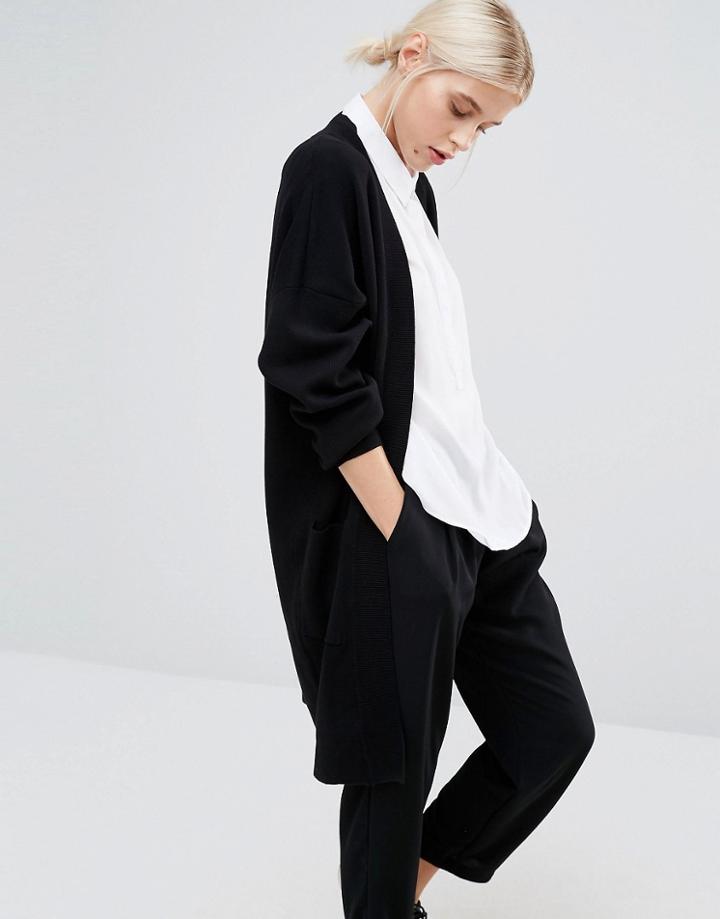 Monki Oversized Pocket Detail Cardigan - Black