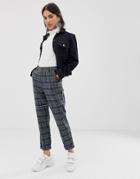 Asos Design Slim Pants In Khaki And Navy Check-multi