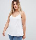 Asos Design Curve Cami With Cross Straps In Swing Fit - White