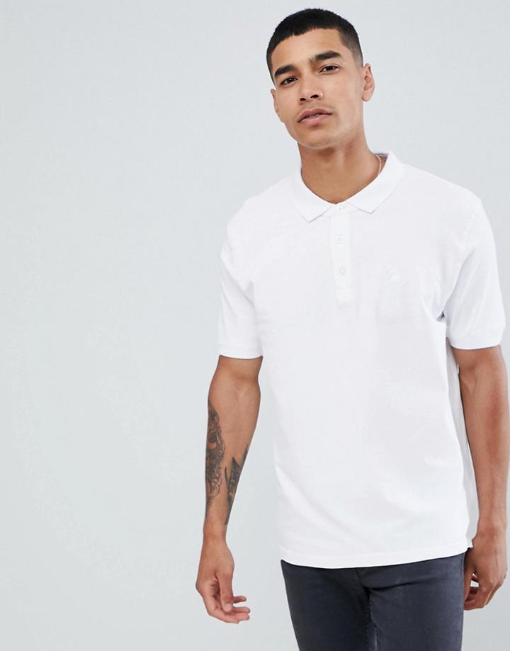 Pull & Bear Join Life Polo In White With Sunset Embroidery - White