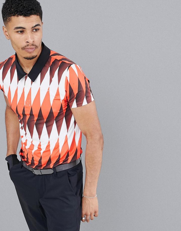Asos 4505 Golf Polo With All Over Print And Quick Dry - Multi