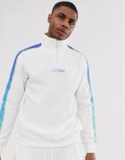 Agora Overhead Sweatshirt With Half Zip And Fade Side Stripe - White