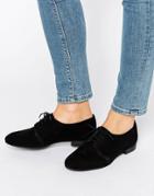 Office Farley Lace Up Suede Flat Shoes - Black