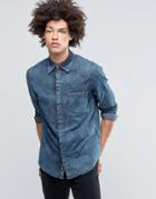 Cheap Monday Rude Denim Shirt Indigo Ice Acid Wash - Blue