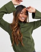 Vila Knitted Sweater With Deep Cuffs In Green