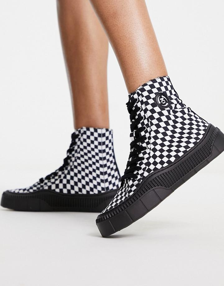 Kaltur High Top Sneakers In Checkerboard Printed Recycled Canvas-multi