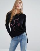 Miss Selfridge Unicorn Logo Sweater - Navy