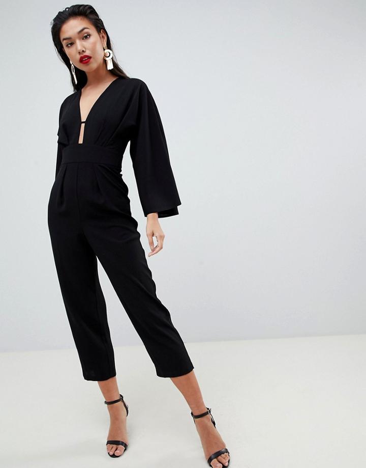 Asos Design Kimono Jumpsuit - Black