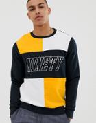 Burton Menswear Sweatshirt With Ninety Print In Yellow And Navy