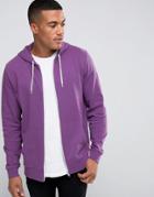 Asos Zip Up Hoodie In Purple - Purple