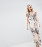 Little Mistress Tall Button Through Maxi Dress In Romantic Floral Print-multi