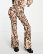 Pull & Bear Zebra Pants In Brown - Part Of A Set