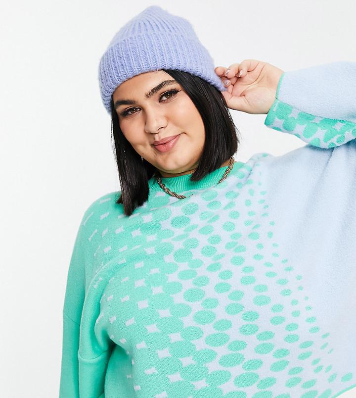 Asos Design Curve Sweater In Polka Dot Pattern-purple