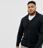 French Connection Plus Shawl Collar Chunky Cardigan-navy