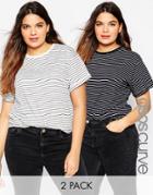 Asos Curve The Easy T-shirt In Stripe 2 Pack - Multi