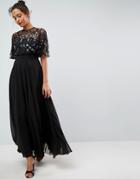 Asos Embellished And Embroidered Crop Top Maxi Dress - Black