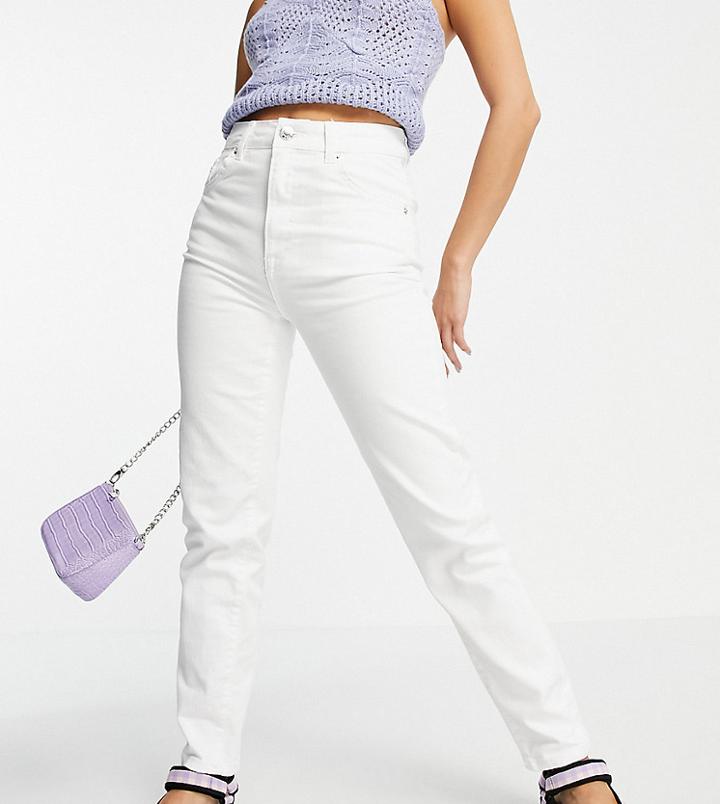Stradivarius Petite Slim Mom Jean With Stretch In White