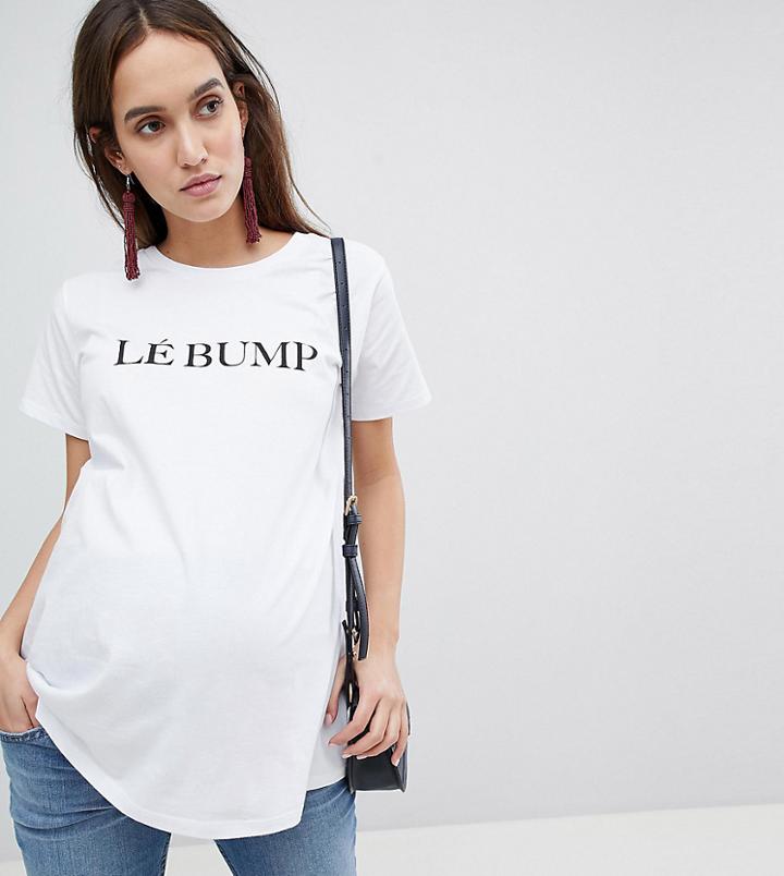 Asos Design Maternity T-shirt With L  Bump Print-white