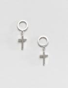 Designb London Halloween Cross Drop Stud Earrings - Silver