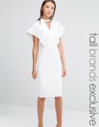 Alter Tall Flutter Sleeve Bodycon Dress With Keyhole Detail - Cream