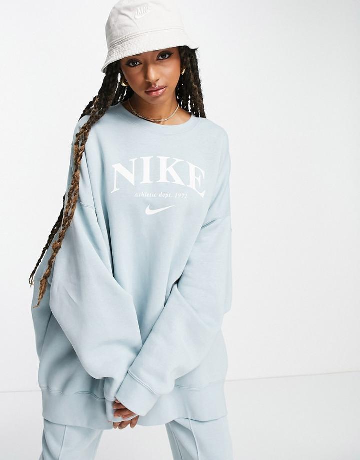 Nike Essential Retro Fleece Crew Sweatshirt In Ocean Blue