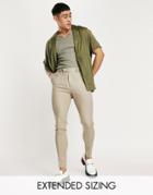Asos Design Linen Mix Super Skinny Smart Pants In Stone-neutral