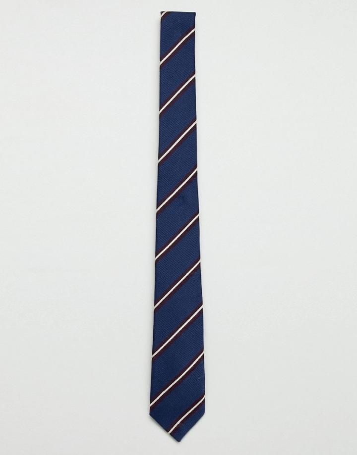 Jack & Jones Stripe Tie In Navy - Navy