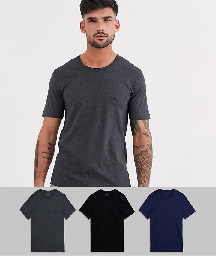 Boss Bodywear 3 Pack Logo T-shirt In Black/ White/ Charcoal-multi