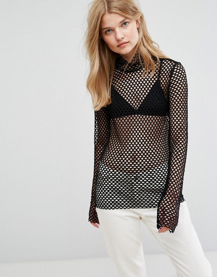 Weekday Mesh Fishnet Top - Black