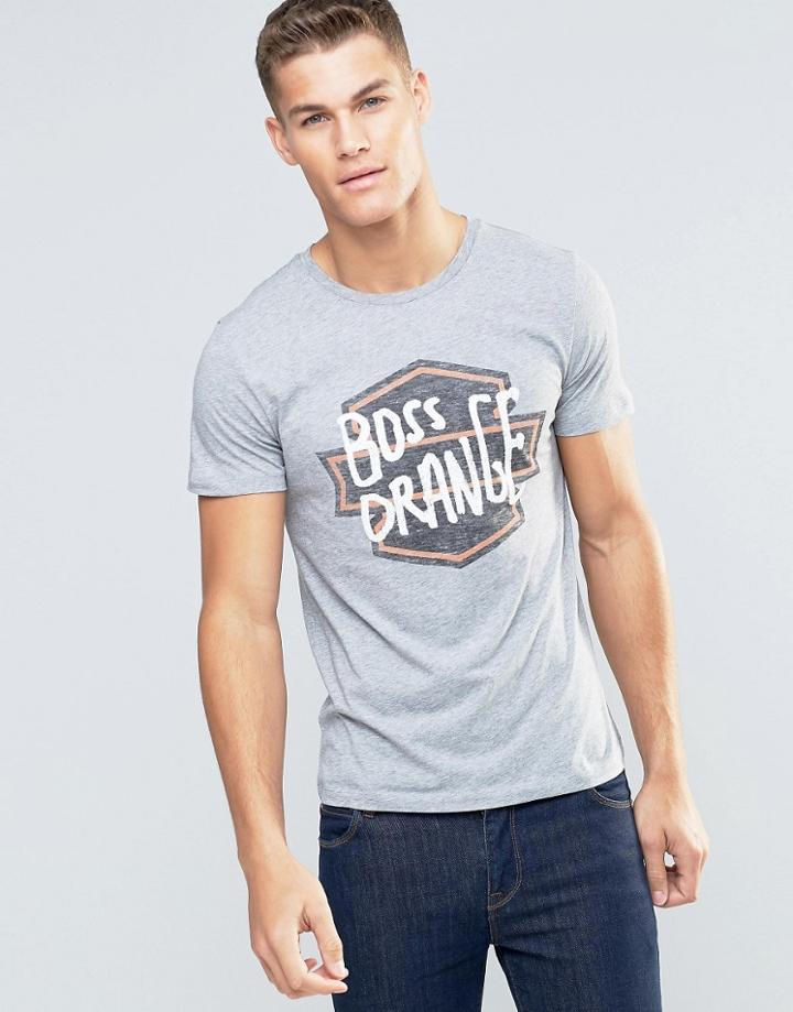 Boss Orange Tommi 1 T-shirt Biker Logo In Gray - Gray