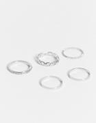 Topshop Chain And Bobble Rings 5 X Multipack In Silver