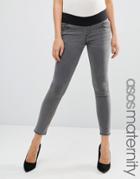 Asos Maternity Ridley Skinny Jean In Slated Gray With Under The Bump Waistband - Gray
